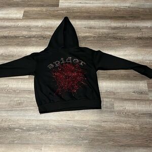 Sp5der 0g rhinestone logo hoodie
